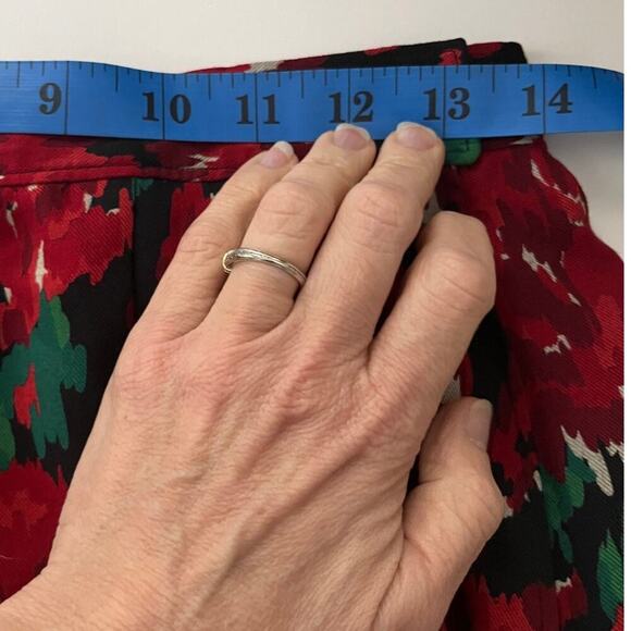 Pendleton Vintage Pleated Floral Midi Skirt Red Green Black Lined‎ Size 12 - Picture 7 of 8